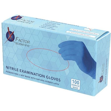 X FACTOR SCIENTIFIC Nitrile Disposable Gloves, 4 mil Palm, Nitrile, Yes, XL, 100 PK, Blue N2S-E-4